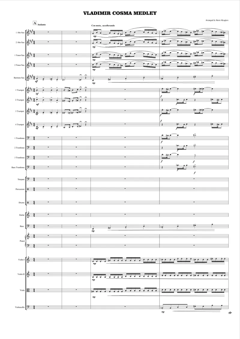 Vladimir Cosma Medley score preview