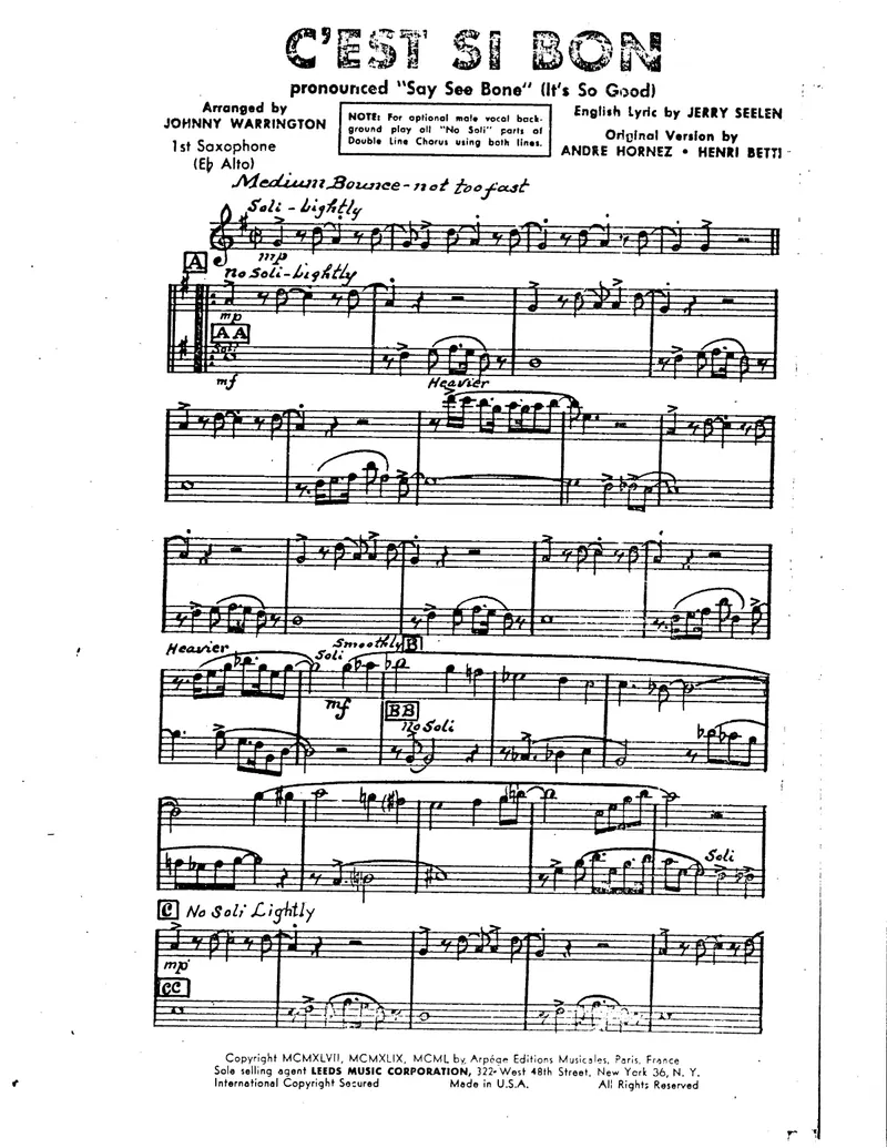 C'est Si Bon score preview