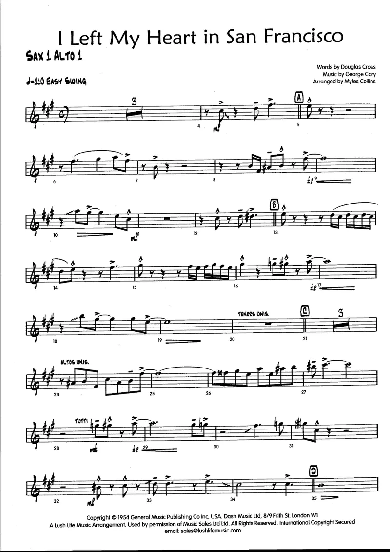 I Left My Heart In San Francisco score preview