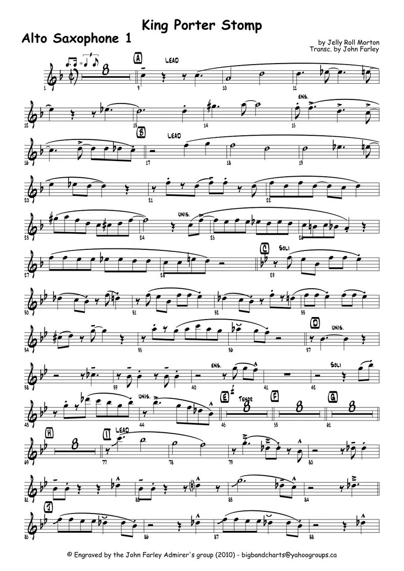 King Porter Stomp score preview