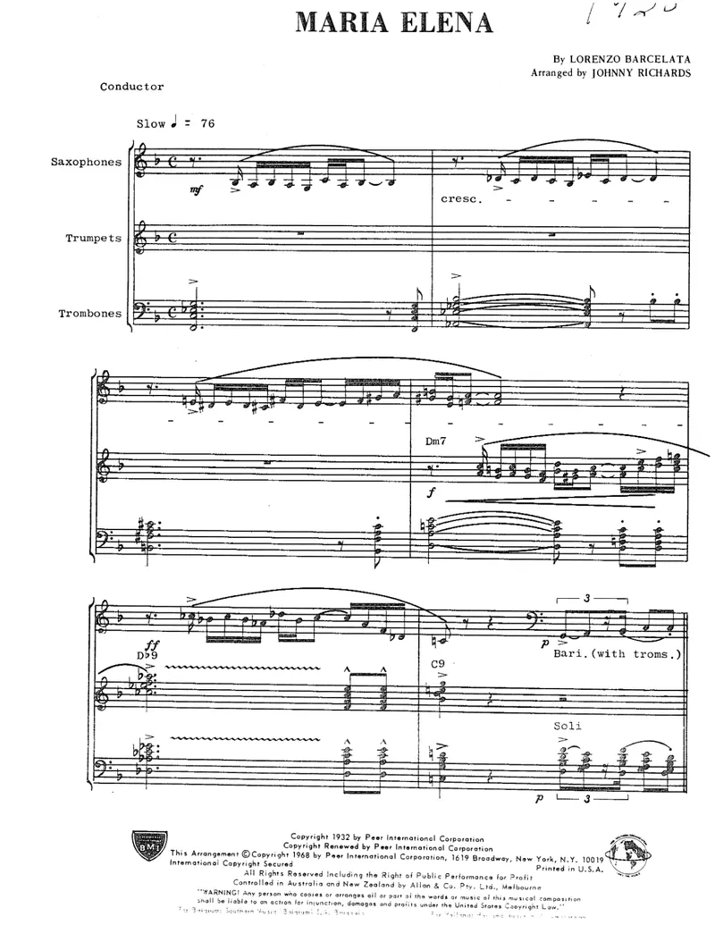 Maria Elena score preview