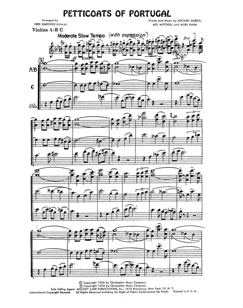 Petticoats Of Portugal score preview