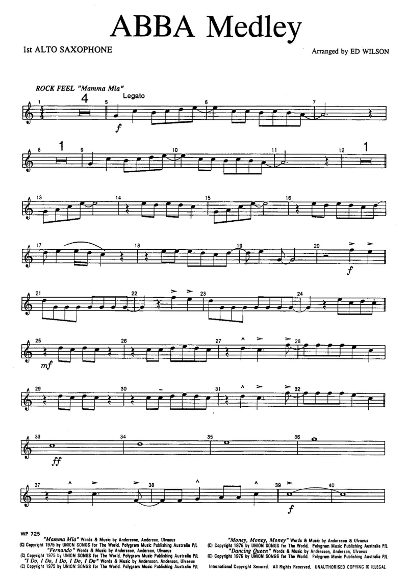ABBA Medley score preview