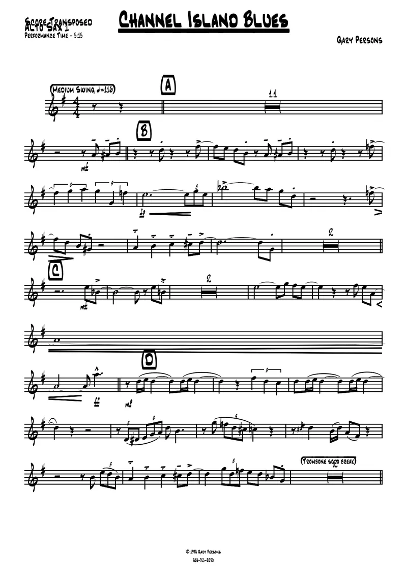Channel Island Blues score preview