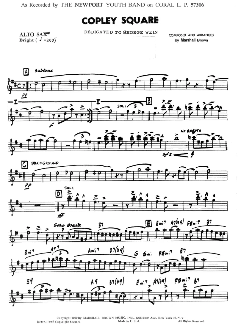 Copley Square score preview