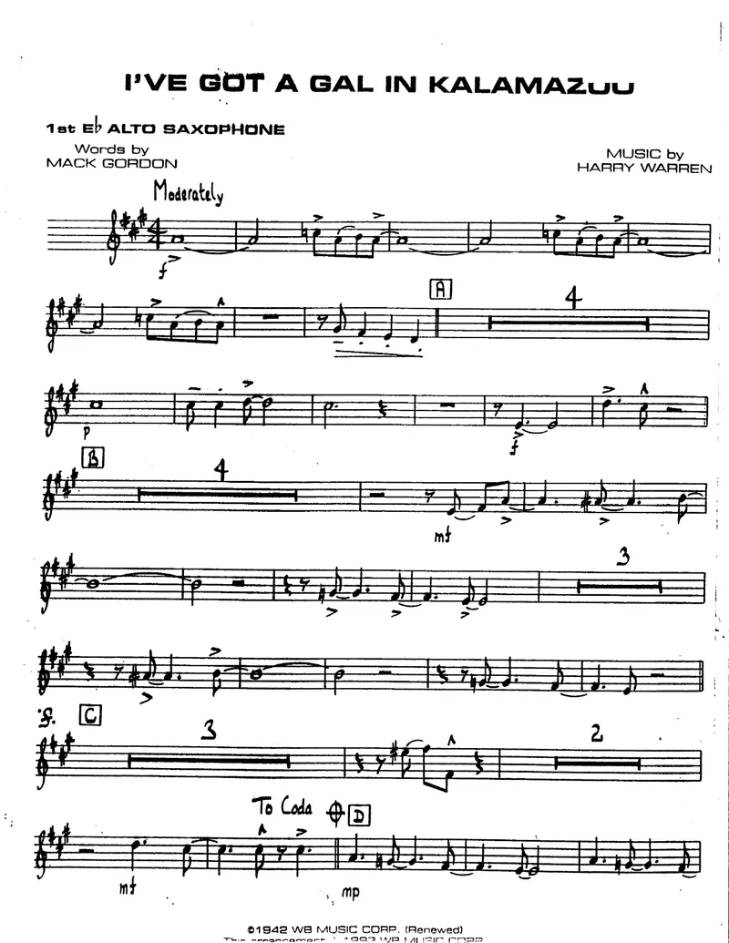 I've Got A Gal In Kalamazoo score preview