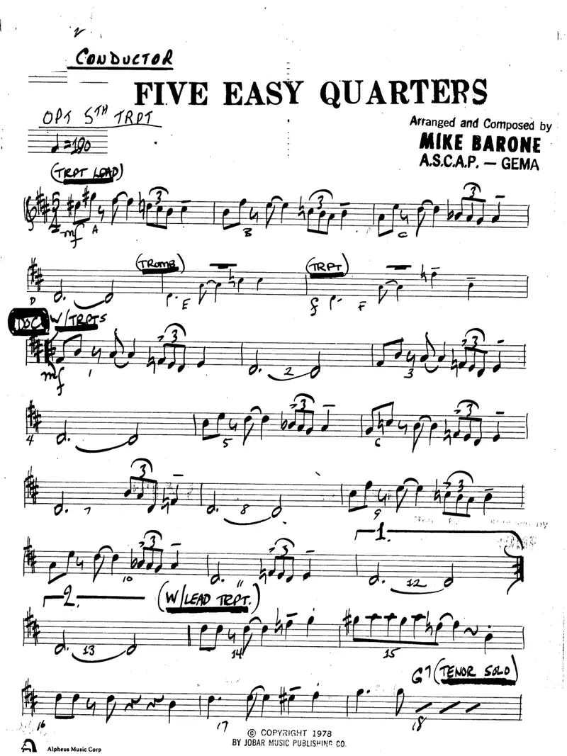 Five Easy Quarters score preview