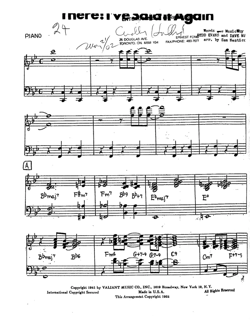 There I've Said It Again score preview