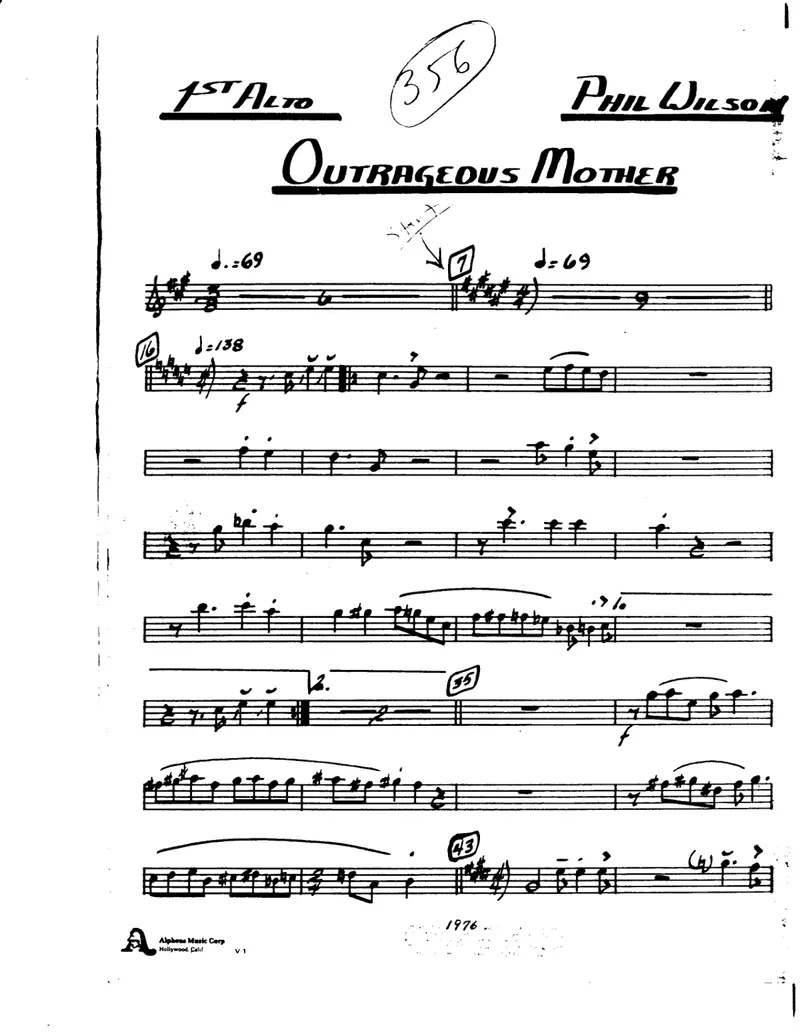 Outragous Mother score preview