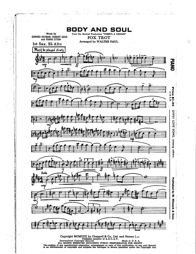 Body And Soul score preview