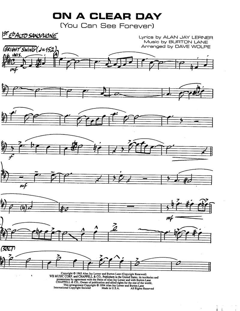 On A Clear Day score preview