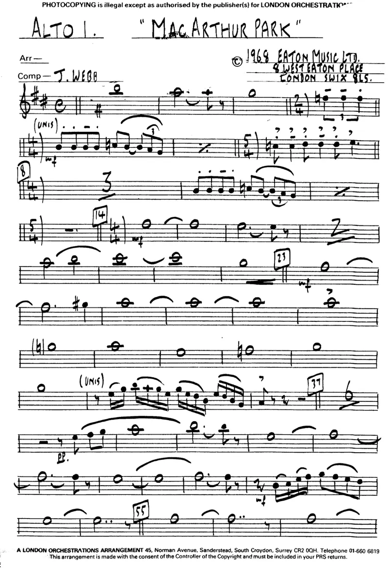 MacArthur Park (London Orchestrations) score preview