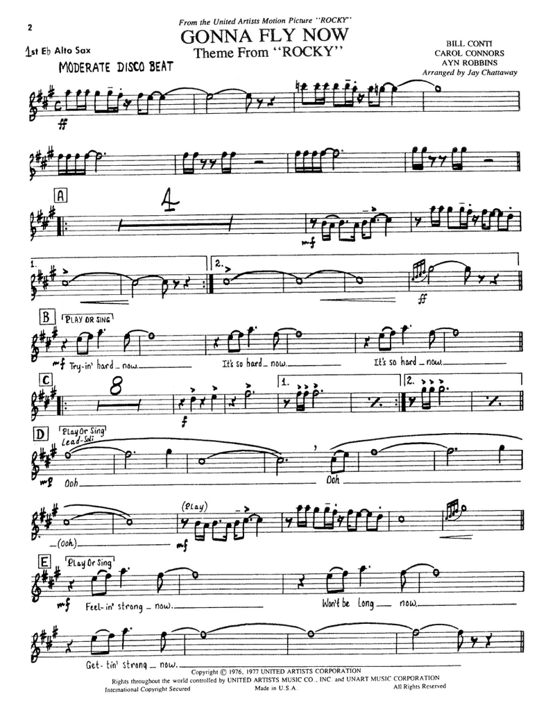 Gonna Fly Now score preview