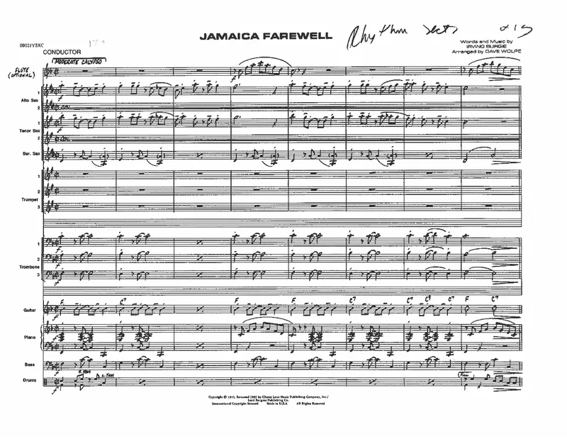 Jamaica Farewell score preview