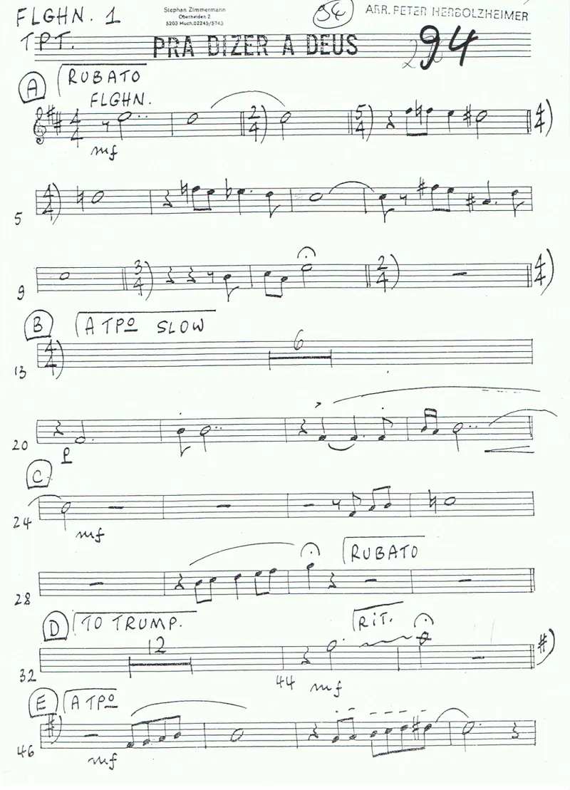 Pra Dizer Adeus score preview
