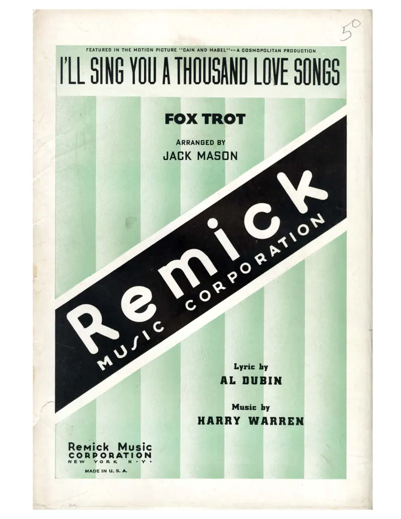 I'll Sing You A Thousand Love Songs score preview