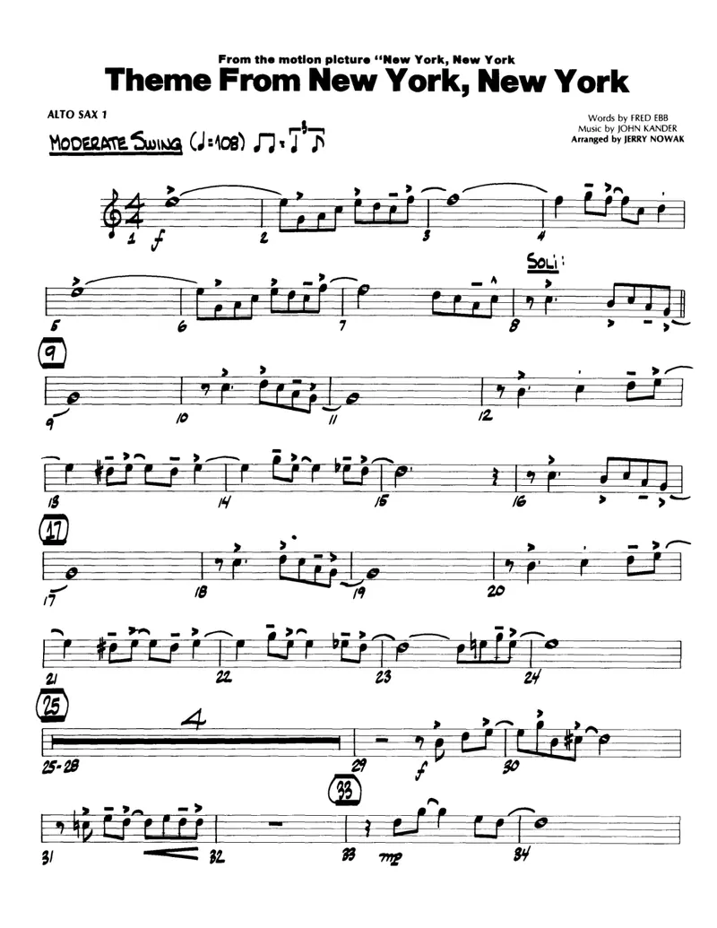 Theme From New York, New York score preview