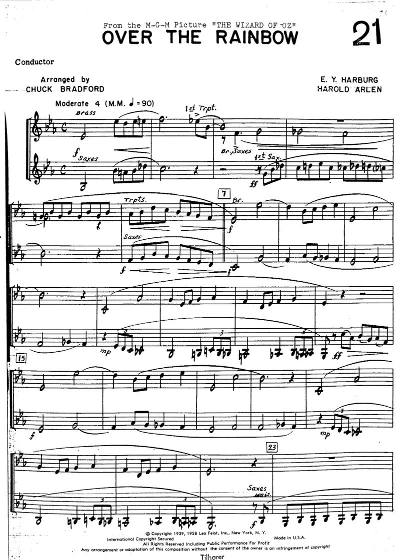 Over The Rainbow score preview
