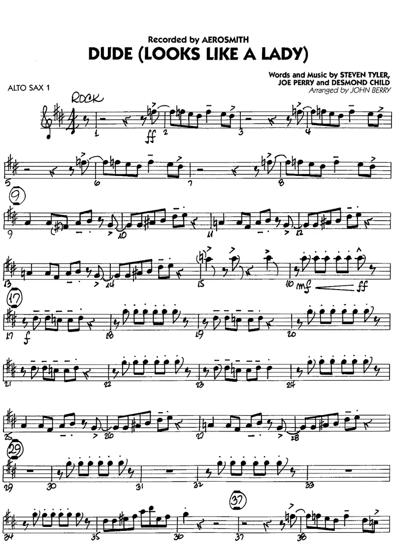 Dude (Looks Like A Lady) score preview