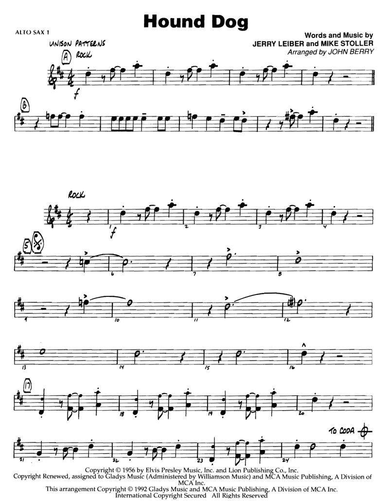 Hound Dog score preview