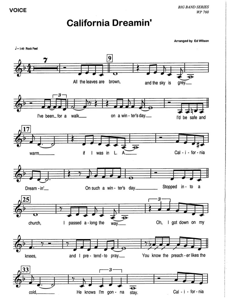 California Dreamin score preview