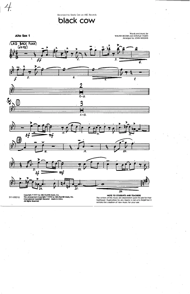 Black Cow score preview