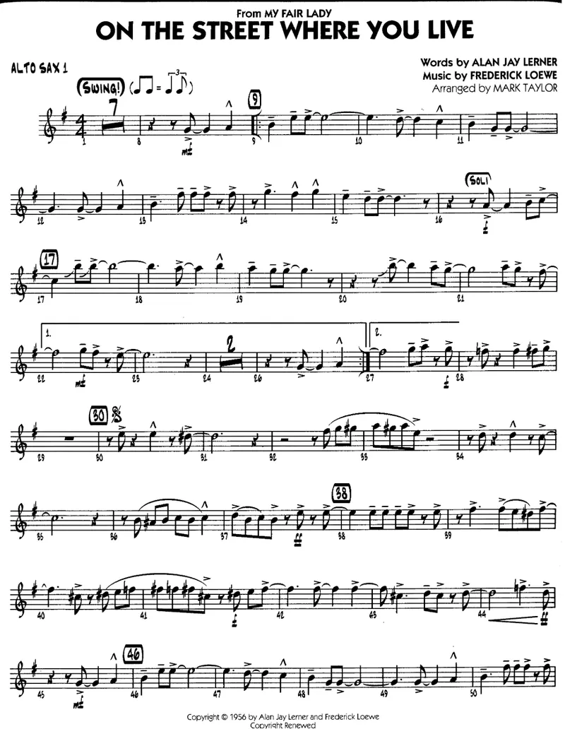 On The Street Where You Live score preview