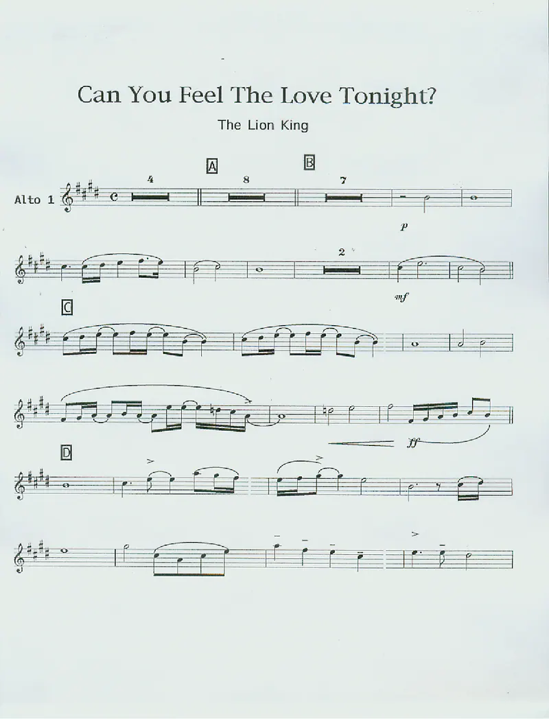 Can You Feel The Love Tonight score preview
