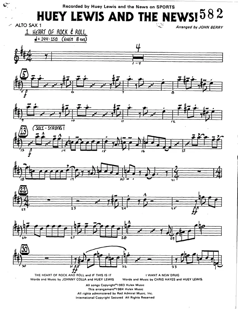 Huey Lewis And The News! score preview
