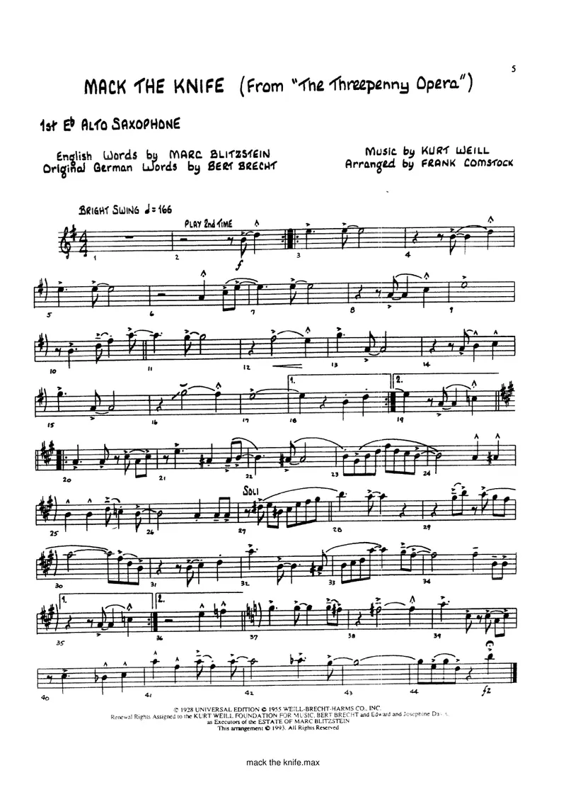Mack The Knife score preview
