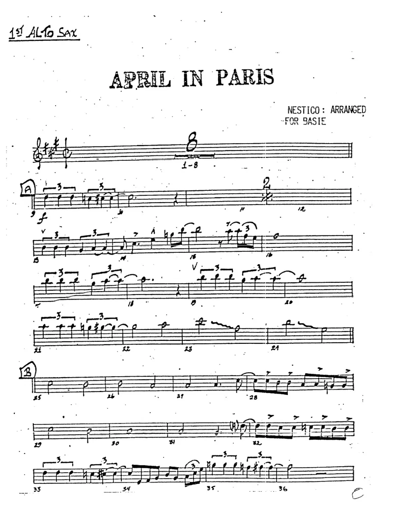 April In Paris score preview