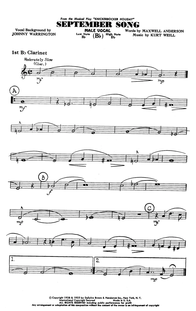 September Song score preview