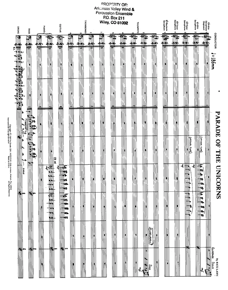 Parade Of The Unicorns score preview