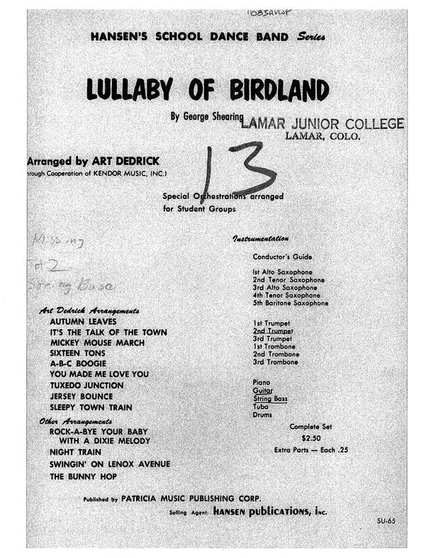 Lullaby Of Birdland score preview