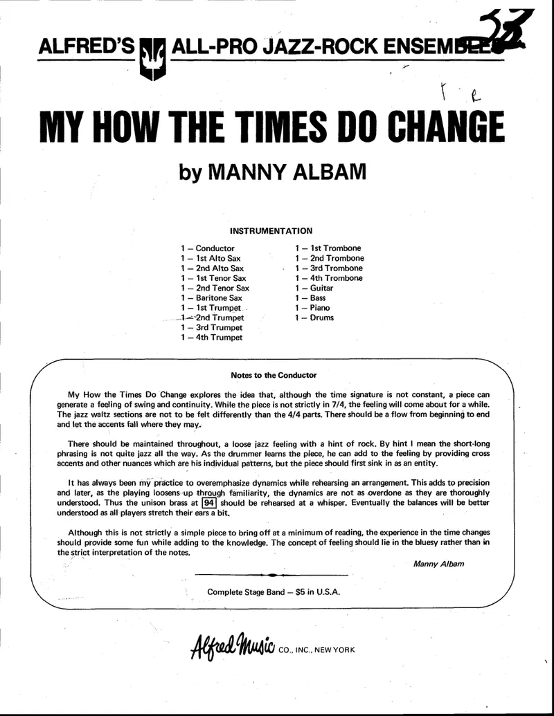 My How The Times Do Change score preview