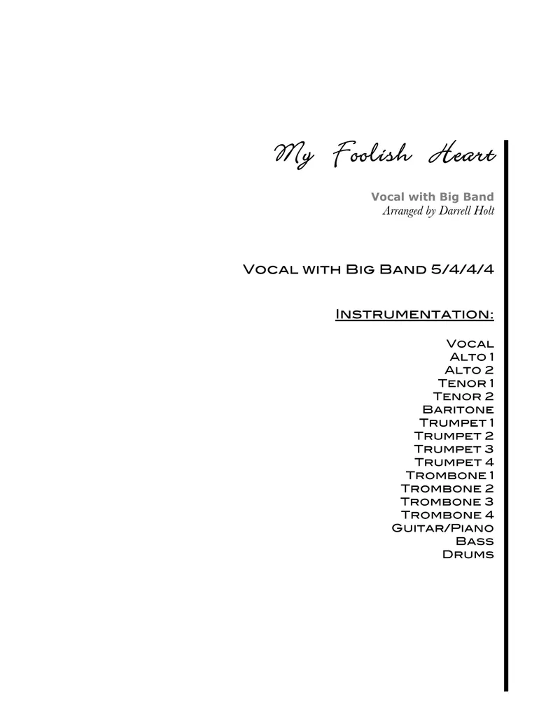 My Foolish Heart score preview