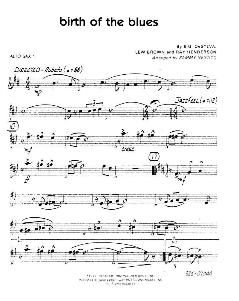 Birth Of The Blues score preview