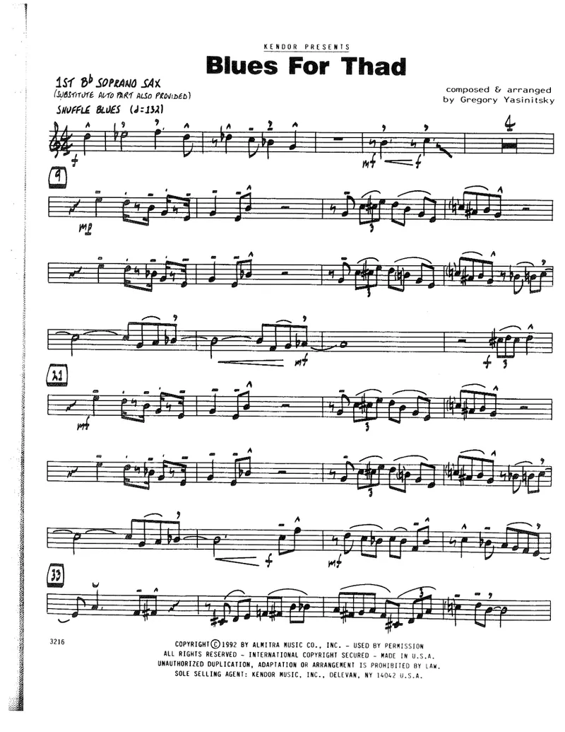 Blues For Thad score preview