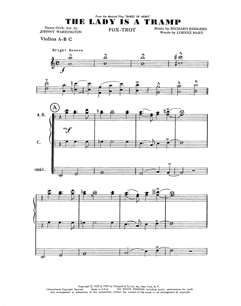 The Lady Is A Tramp score preview