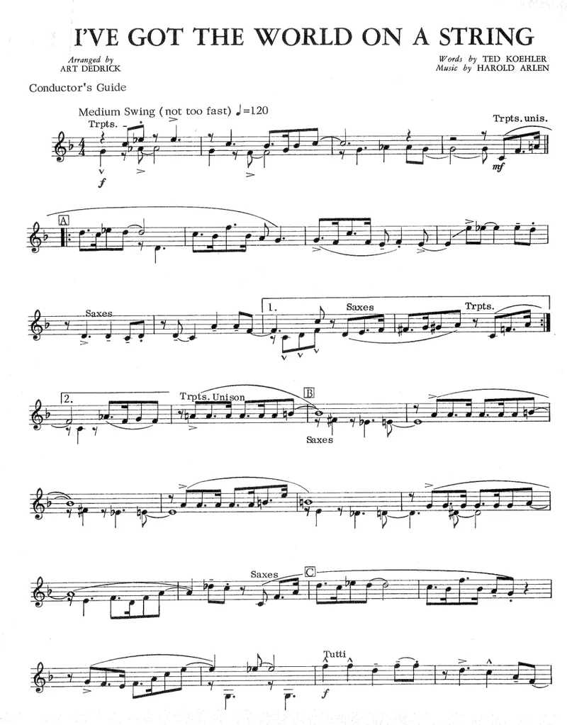I've Got The World On A String score preview