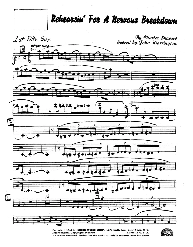 Rehearsin For A Nervous Breakdwon score preview
