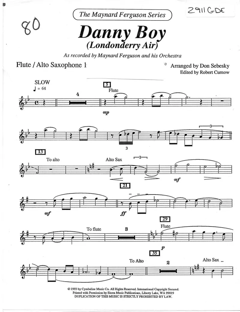 Danny Boy score preview