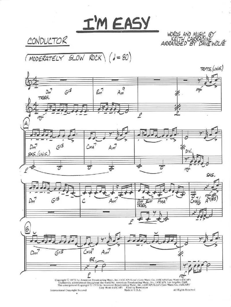 I'm Easy score preview