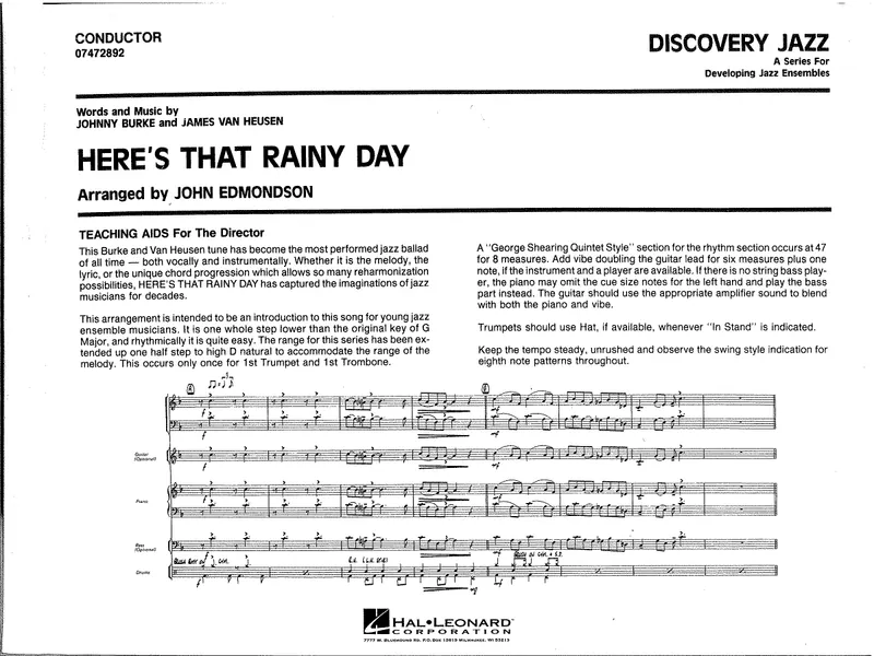 Here's That Rainy Day score preview