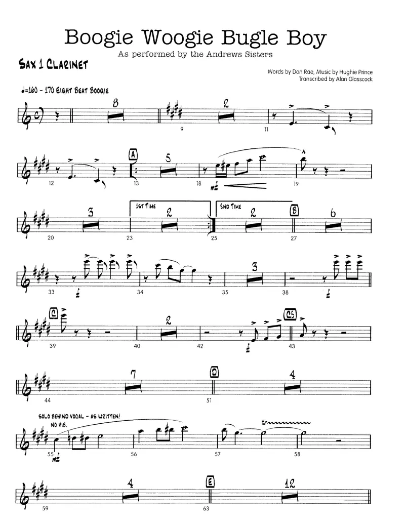 Boogie Woogie Bugle Boy score preview