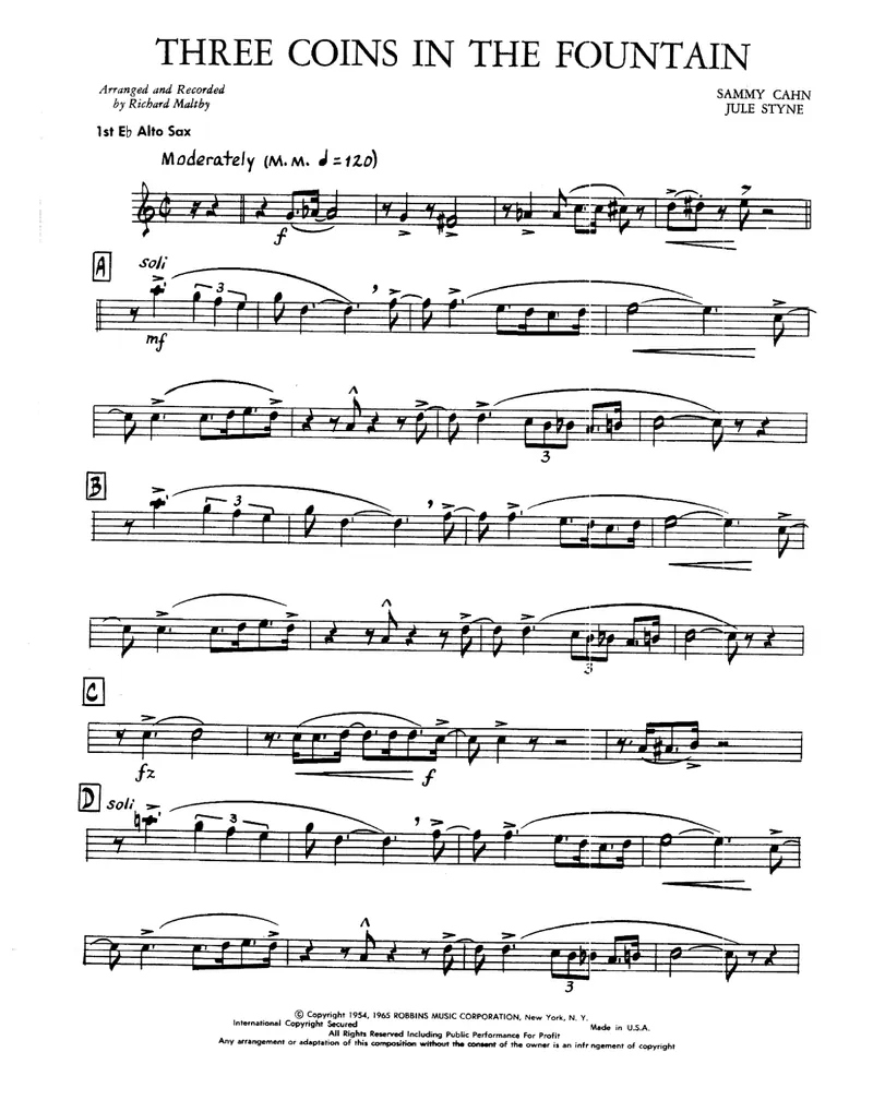 Three Coins In The Fountain score preview