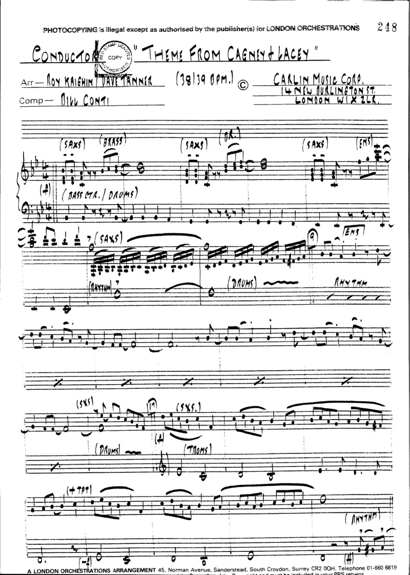 Theme From Cagney And Lacey score preview
