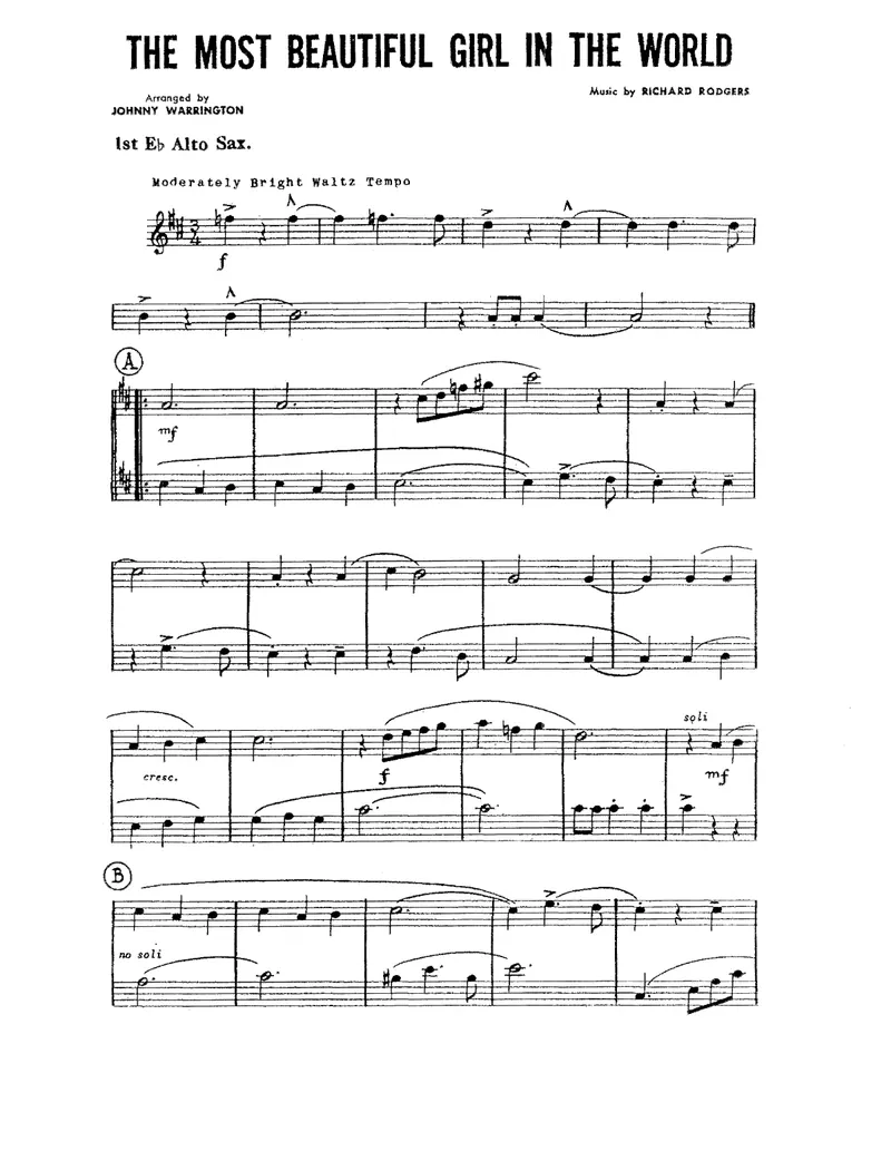 The Most Beautiful Girl In The World score preview