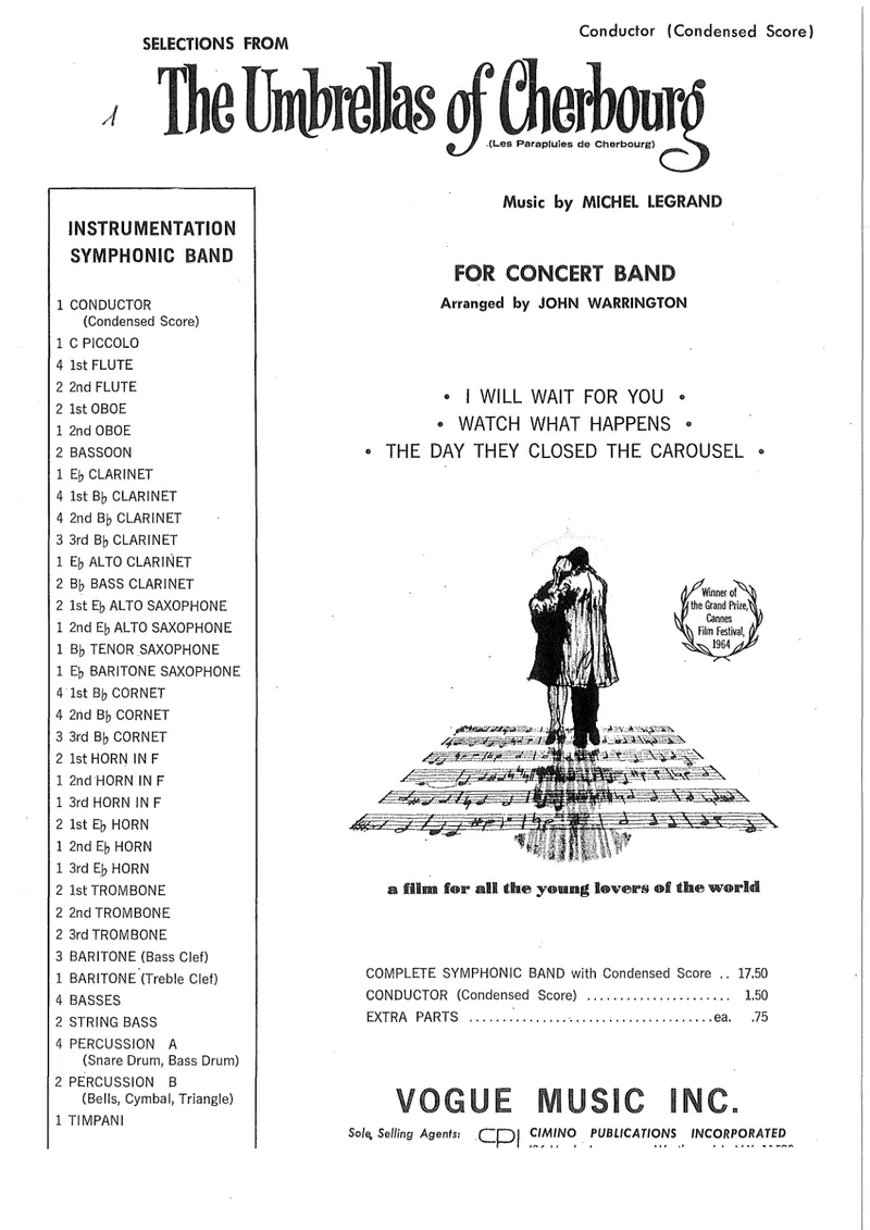 Selections From The Umbrellas Of Cherbour score preview