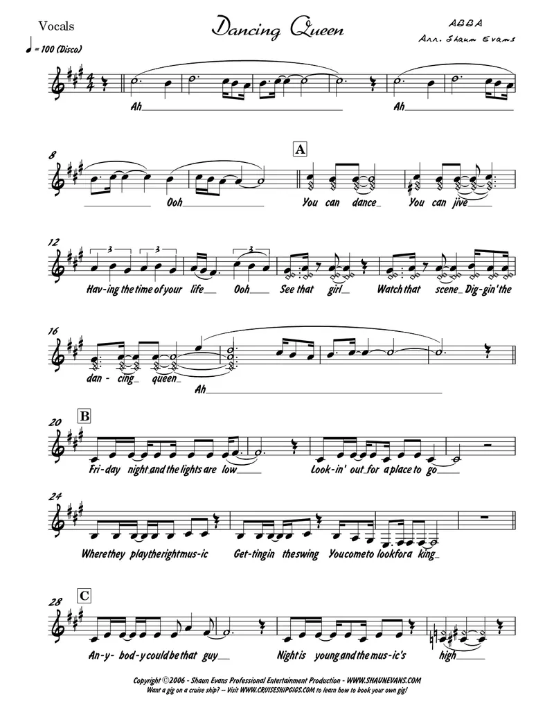 Dancing Queen score preview